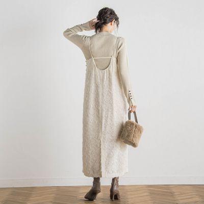ハウンドトゥースカットジャガードワンピース≪洗濯機で洗える≫