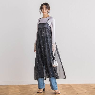 Droite lautreamont (Women)/ドロワットロートレアモン 箔ドットオーガンキャミワンピース≪手洗い可能≫