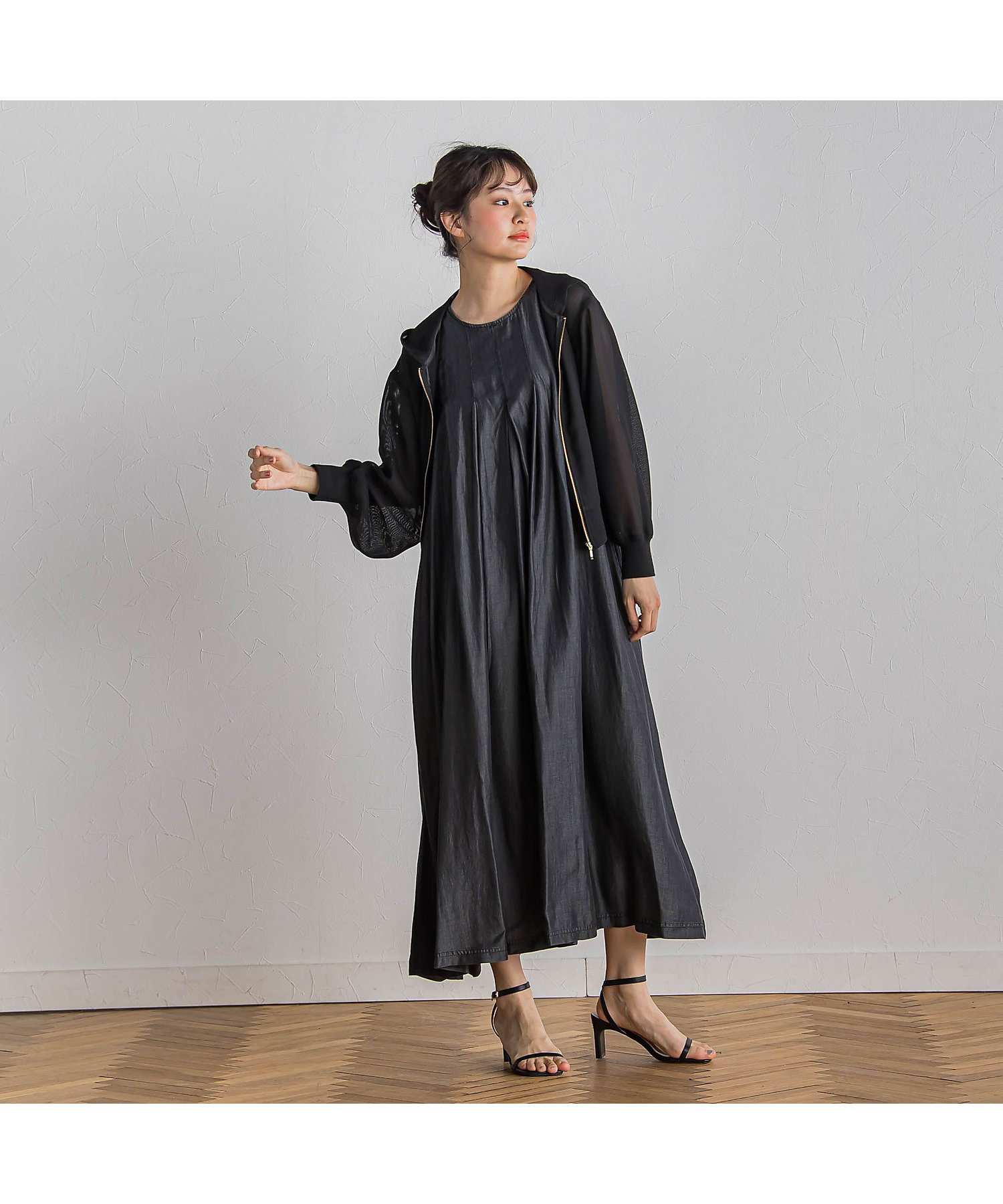 WEB限定】バイオシルクタックZIPワンピース≪洗濯機で WEB限定】バイオシルクタックZIPワンピース≪洗濯機で