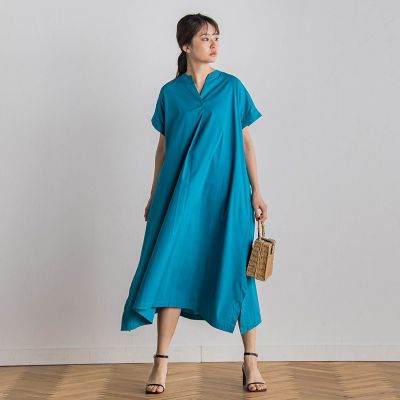 綿ナイロンストレッチワンピース≪手洗い可能≫