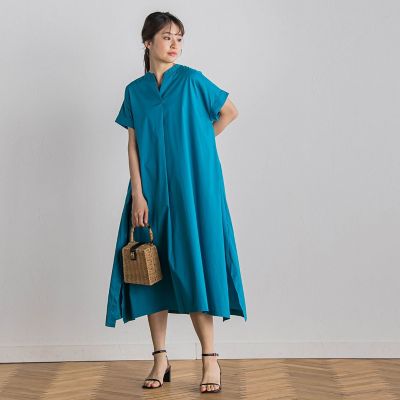 綿ナイロンストレッチワンピース≪手洗い可能≫