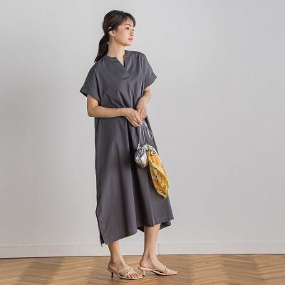 綿ナイロンストレッチワンピース≪手洗い可能≫