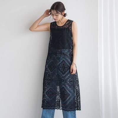 Droite lautreamont (Women)/ドロワットロートレアモン クラフトラッセルレースワンピース≪洗濯機で洗える≫