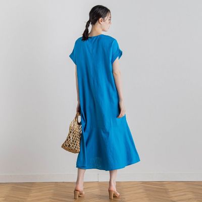 新色追加】レーヨン麻ポプリンワンピース≪手洗い可能