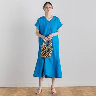 麻　ワンピース 新色追加】レーヨン麻ポプリンワンピース≪手洗い可能