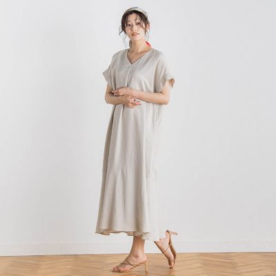 新色追加】レーヨン麻ポプリンワンピース≪手洗い可能
