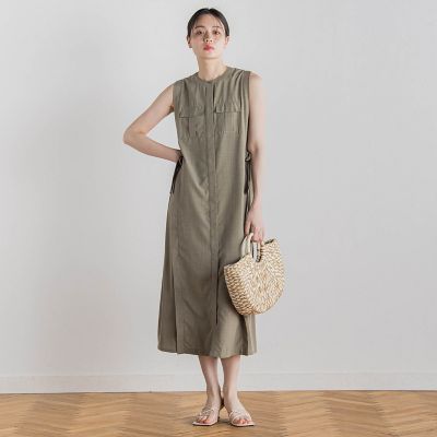 【SALE】Droite lautreamont (Women)/ドロワットロートレアモン 麻調リブシャツワンピース&#8810;手洗い可能&#8811; 09グリーン ワンピース・ドレス【三越伊勢丹/公式】