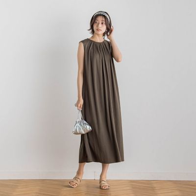 【ＷＥＢ限定】リネンライクカノコノースリワンピース≪手洗い可能≫