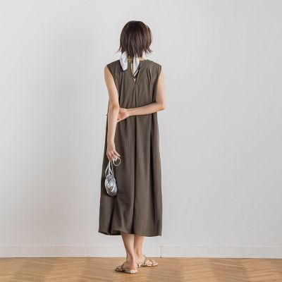 【ＷＥＢ限定】リネンライクカノコノースリワンピース≪手洗い可能≫