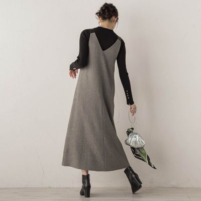 ミックスツイード×レザーライクジャンスカ≪洗濯機で洗える≫ | Droite