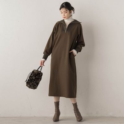 ＜Droite lautreamont (Women)＞【ＷＥＢ限定】圧縮起毛ステンニットワンピース≪手洗い可能≫