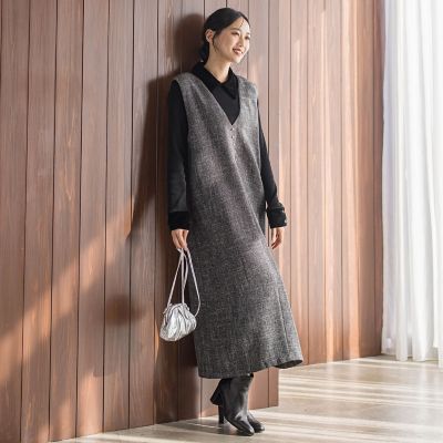 ツィードVネックジャンスカワンピース | Droite lautreamont (Women