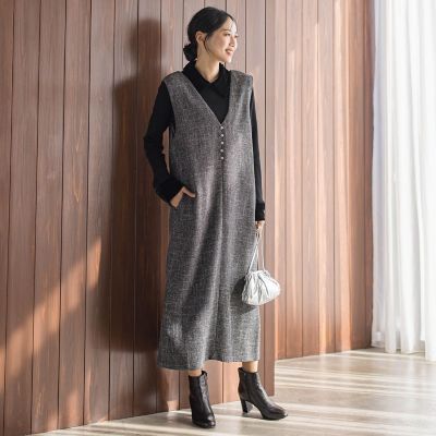 ツィードVネックジャンスカワンピース | Droite lautreamont (Women