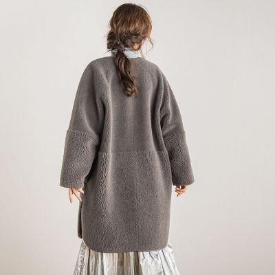 カタログ掲載】ウールブレンドフェイクボアコート | Droite