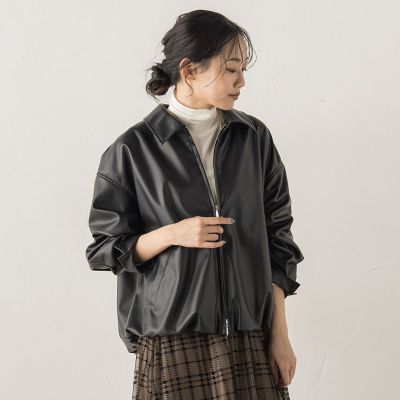 Droite lautreamont (Women)/ドロワットロートレアモン レザーライクブルゾン&#8810;洗濯機で洗える&#8811; 04ブラック コート・ジャケット【三越伊勢丹/公式】