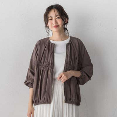＜Droite lautreamont (Women)＞レーヨンナイロンギャザー切替えブルゾン
