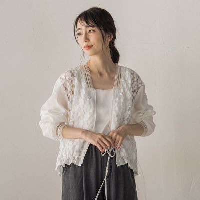 AS ☆様　極美品　トロア　レース　刺繍おりぼんブルゾン フラワー刺繍レースブルゾン | Droite lautreamont (Women)/ドロワット