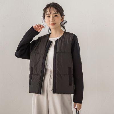 中綿×ニットノーカラージャケット | Droite lautreamont (Women