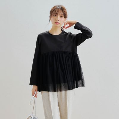 ＜Droite lautreamont (Women)＞ツインクロスチュールレイヤードプルオーバー