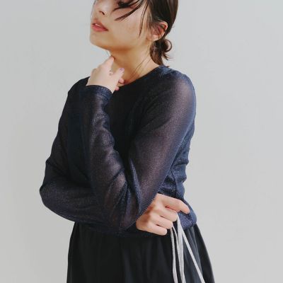 ＜Droite lautreamont (Women)＞ナイロンラメチュールタートルカットソー≪洗濯機で洗える≫