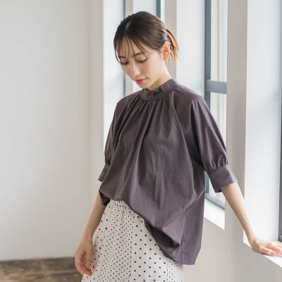 ＜Droite lautreamont (Women)＞フロントギャザーカットソー≪洗濯機で洗える≫