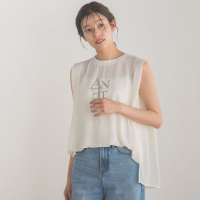 クレープジョーゼットロゴＴシャツ≪洗濯機で洗える≫