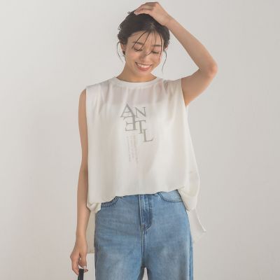 クレープジョーゼットロゴＴシャツ≪洗濯機で洗える≫