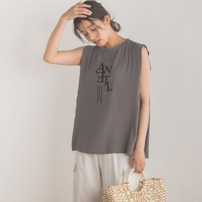 クレープジョーゼットロゴＴシャツ≪洗濯機で洗える≫
