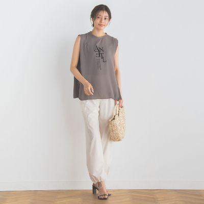 クレープジョーゼットロゴＴシャツ≪洗濯機で洗える≫