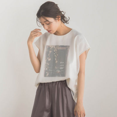 ＜Droite lautreamont (Women)＞【ＷＥＢ限定】プリントレイヤードＴシャツ≪洗濯機で洗える≫