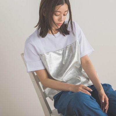 ＜Droite lautreamont (Women)＞【ＷＥＢ限定】シャイニー切り替えＴシャツ≪手洗い可能≫