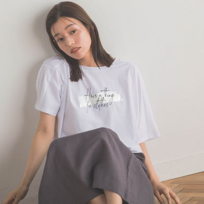 ＜Droite lautreamont (Women)＞【ＷＥＢ限定】箔プリントロゴＴシャツ≪手洗い可能≫