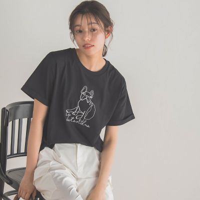 【ＷＥＢ限定】フレンチブルドッグ刺繍Ｔシャツ≪手洗い可能≫