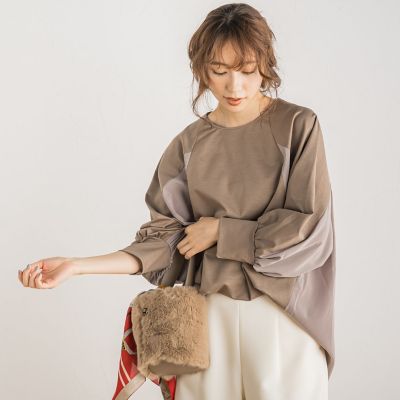 Droite lautreamont (Women)/ドロワットロートレアモン スーピマコットンドッキングプルオーバー≪洗濯機で洗える≫