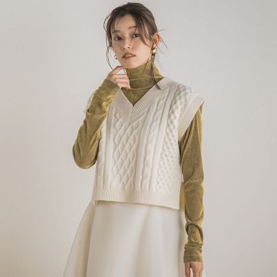 ＜Droite lautreamont (Women)＞【カタログ掲載】ナイロンフロッキーチュールタートルプルオーバー≪手洗い可能≫
