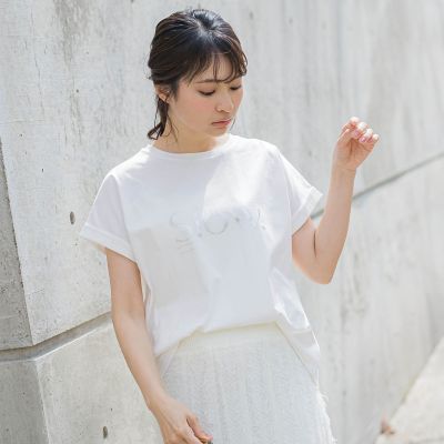 ドライタッチコットンロゴＴシャツ≪洗濯機で洗える≫