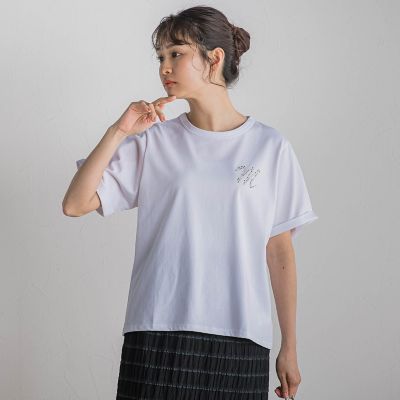 ロゴブローチ風Ｔシャツ≪手洗い可能≫
