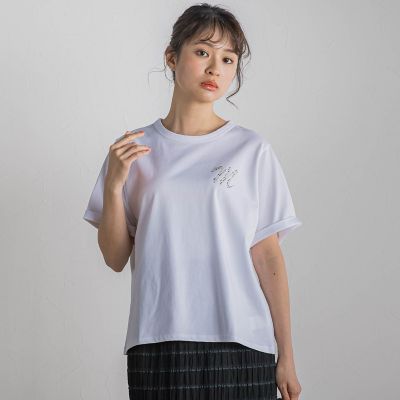 ロゴブローチ風Ｔシャツ≪手洗い可能≫
