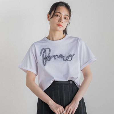 ＜Droite lautreamont (Women)＞フリンジコードロゴＴシャツ≪手洗い可能≫