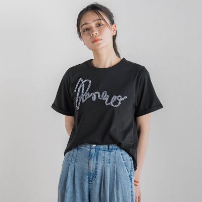 tシャツ フリンジコードロゴTシャツ「手洗い可能」 レディース フリンジコードロゴTシャツ≪手洗い可能≫ | Droite