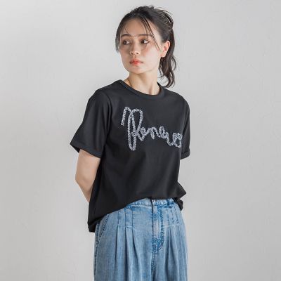 tシャツ フリンジコードロゴTシャツ「手洗い可能」 レディース フリンジコードロゴTシャツ≪手洗い可能≫ | Droite