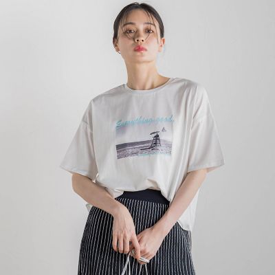Droite lautreamont (Women)/ドロワットロートレアモン ドライタッチコットンフォトＴシャツ≪洗濯機で洗える≫