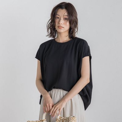 【SALE】Droite lautreamont (Women)/ドロワットロートレアモン カットジョーゼット肩ラメプルオーバー&#8810;手洗い可能&#8811; 04ブラック トップス【三越伊勢丹/公式】