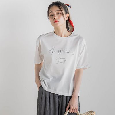 【SALE】Droite lautreamont (Women)/ドロワットロートレアモン ドライタッチコットンミックスロゴT&#8810;洗濯機で洗える&#8811; 02オフホワイト トップス【三越伊勢丹/公式】