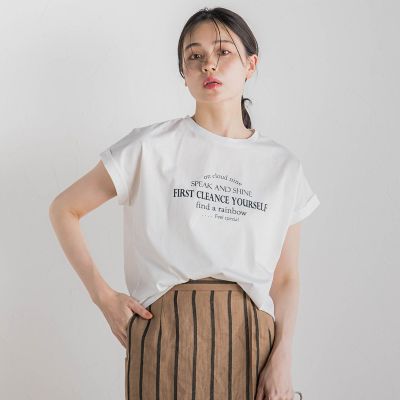 Droite lautreamont (Women)/ドロワットロートレアモン 【ＷＥＢ限定】ドライタッチコットン英文ロゴＴ≪洗濯機で洗える≫
