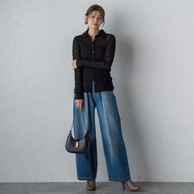 フラワーシャーリングレースカットソー≪洗濯機で洗える≫ | Droite