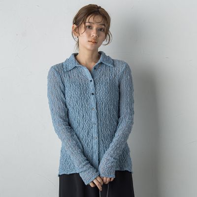 Droite lautreamont (Women)/ドロワットロートレアモン フラワーシャーリングレースカットソー&#8810;洗濯機で洗える&#8811; 07ブルー トップス【三越伊勢丹/公式】