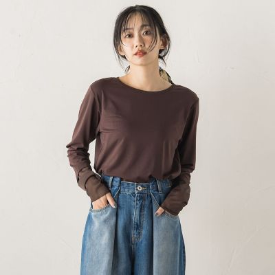 Droite lautreamont (Women)/ドロワットロートレアモン シアー天竺カットソー&#8810;洗濯機で洗える&#8811; 10ブラウン トップス【三越伊勢丹/公式】