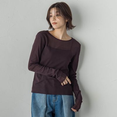 ＜Droite lautreamont (Women)＞コットンサラチュールカットソー≪手洗い可能≫