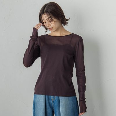 ANLICOアンリコ　さえら　コットンチュールカットソー　白　L コットンサラチュールカットソー≪手洗い可能≫ | Droite lautreamont